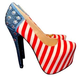 NWOT American flag platform heels 6.5 patriotic 4th of July